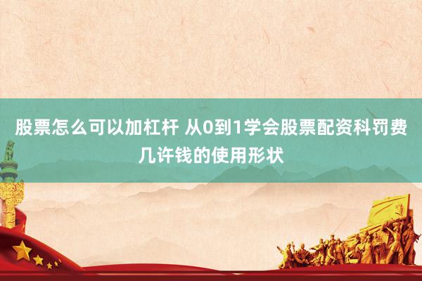 股票怎么可以加杠杆 从0到1学会股票配资科罚费几许钱的使用形状