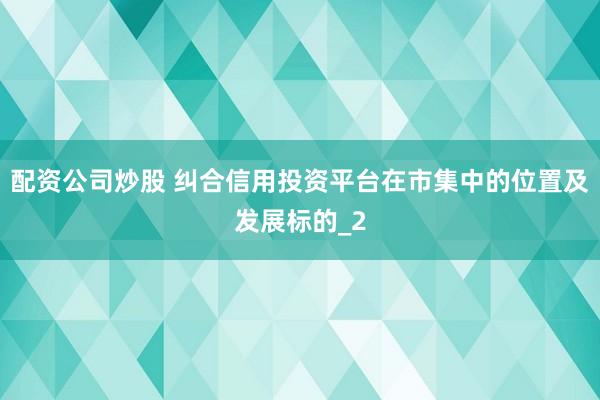 配资公司炒股 纠合信用投资平台在市集中的位置及发展标的_2
